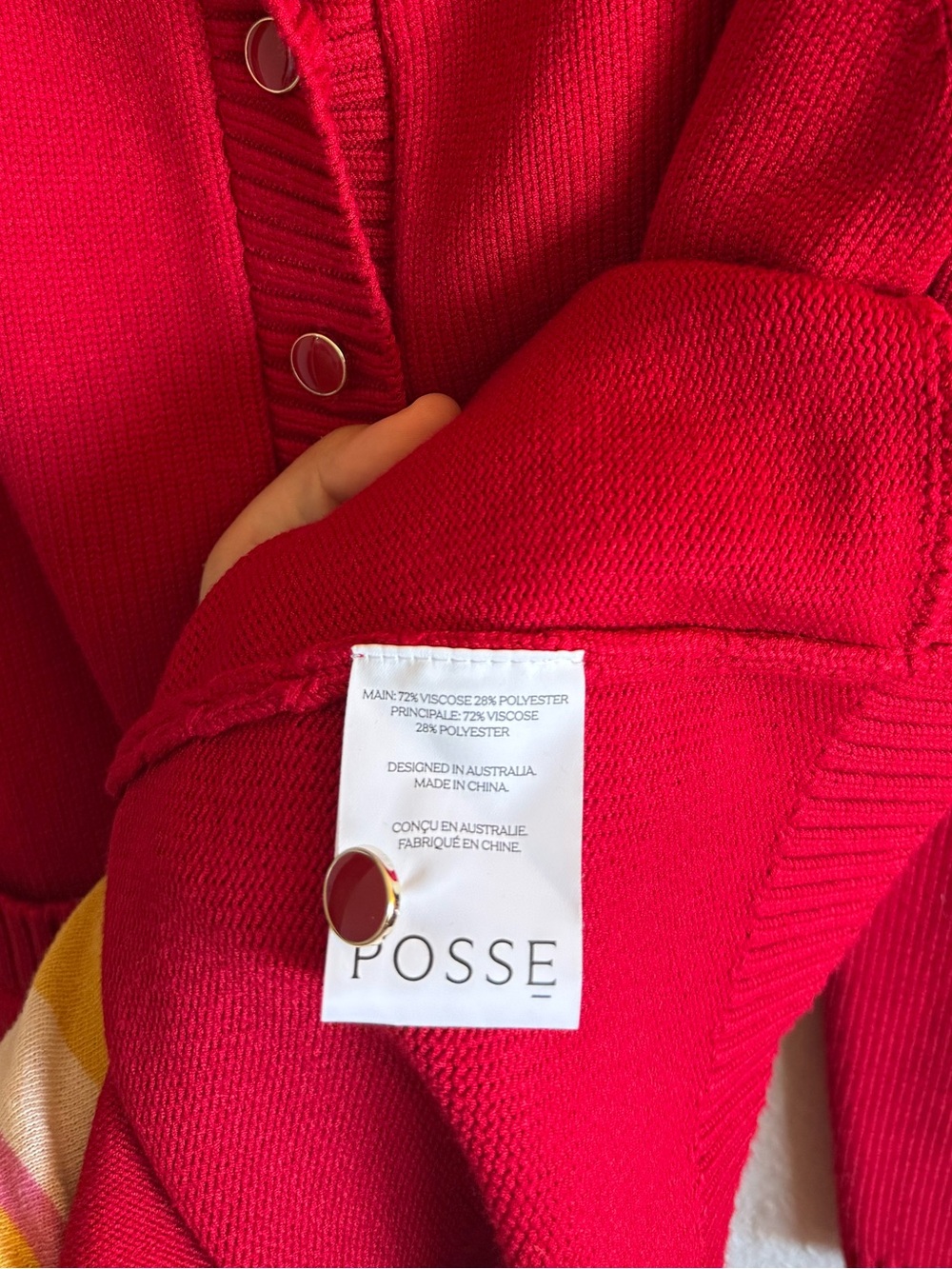 Posse Sabrina Long Sleeve Cardigan in Ruby Red Size Small Knit Sweater Chic - Picture 6 of 8